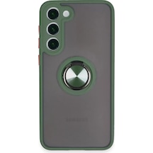 Newface Samsung Galaxy Uyumlu S23 Plus Kılıf Montreal Yüzüklü Silikon Kapak - Yeşil Diğer