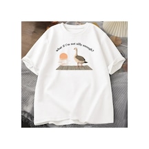 Tarzsokak Beyaz Komik Kaz Ördek Tshirt Trend Tee Baskıtshirt Vintag