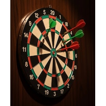 Mey İthalat Kaliteli Ahşap 15 İnç Dart Tahtası Kolay Montajlı 4 Ok