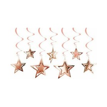 10 Lu 3d Yıldız Tavan Sarkıt Süs Rose Gold Standart
