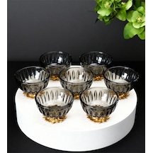 Çnr Home Collection 6'lı Füme Renk Gold Metal Ayakli Kahve Yani Lokumluk Füme