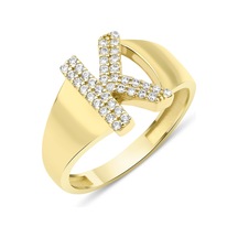 Fiyonk Kuyumculuk 14 Ayar Altın Taşlı K Harfli Yüzük 001