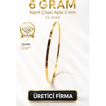 22 Ayar Tse Belgeli 6 Gram 2 Mm Kibrit Çöpü Ajda Altın Bilezik İşçiliksiz