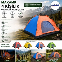 Otomatik Kamp Çadırı 4 Kişilik 200x200x135 Toz Geçirmez Diğer