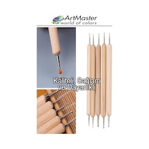 Alüminyum Kabartma Kalemi Ahşap 6 Lı Set 1 Paket Aliminyum Folyo Kabartma Gravür Noktalama Kalemi Çift Uçlu İzleme