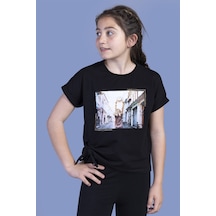 Toontoy Kids Toontoy Kız Çocuk Dijital Baskılı Tişört Siyah