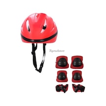Kask Dizlik Dirseklik Koruyucu Set 7 Parça Kırmızı