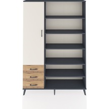 Arges Dolap 9 Raflı 3 Çekmeceli 3 Kapaklı 132x30x195 Antrasit-aytaşı/çam Aytası/atlas Çam
