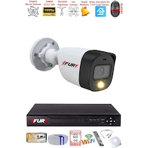 Fury 1 Kameralı 5mp Lens 2 Mp Görüntü Gece Renkli Full Hd Ultra Led Akıllı Güvenlik Kamerası Seti 500gb
