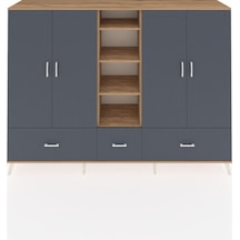 Hyperion Dolap 12 Raflı 3 Çekmeceli 4 Kapaklı 220x44x163 Çam-antr Çam-antrasit