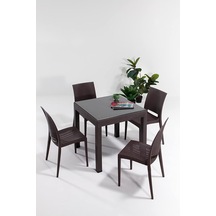 Rattan Small Camlı Kahve Masa Takımı Bahçe&balkon 1 Camlı Masa + 4 Sandalye Diğer