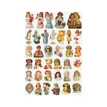 36 Adet Vintage Art Sanat Sticker Seti - Etiket Seti Scrapbook Bullet Journal Çok Renkli