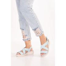 Gondol Hakiki Deri Konfort Taban Rahat Günlük Sandalet Imk.2101 Bebe Mavi
