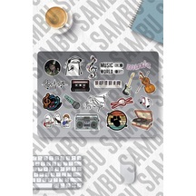 Müzik Temalı Sticker Etiket Seti - Music Sticker - Laptop Notebook Telefon