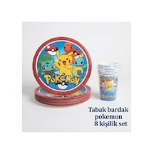 Pokémon Konsepti 8 Kişilik Doğum Günü Tabak Bardak Seti - Pikachu Parti Malzemeleri Sarı Tüm Yaşlar