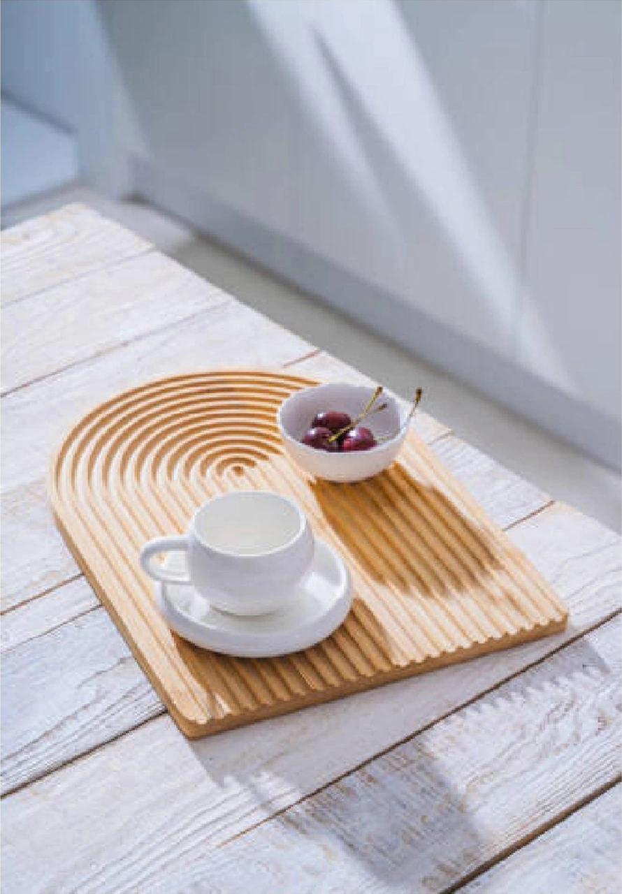 Acar Acr-269 Bambu Sunum Tabağı Açık Bej