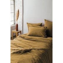 Savanna Mustard Yıkanmış %100 Pamuk Poplin Çift Kişilik Nevresim Takımı