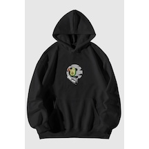 Harmandar Avocado Lion King Baskılı Unisex Kanguru Cepli Kapüşonlu Sweatshirt Hoodie Siayh