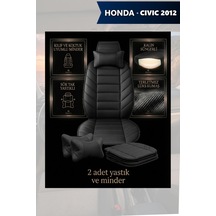 Civic 2012 Uyumlu Premium Lüks Siyah Renk 2 Adet Minder Ve Yastık