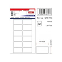 Tanex Ofis Etiketi Poşetli 23x40 MM Beyaz Ofis Etiketi 10 Lu Paket