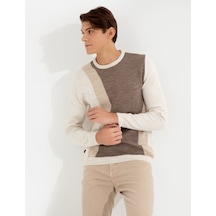 Pierre Cardin Bej Melanj Slim Fit Bisiklet Yaka Triko Kazak