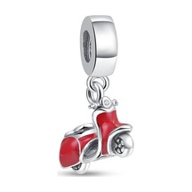 Nur Silver Kırmızı Motosiklet Gümüş Charm Nur-bl01359