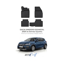 Otocraft Dacia Sandero Essantial 2020+ Araca Özel 4d Karbon Oto Paspas Havuzlu Tam Set