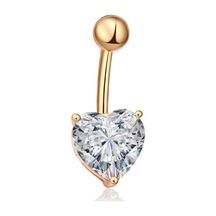 Chavin Kalp Taşlı Gold Göbek Piercing Da47 Altın