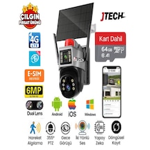 O-kam 7015 3mp+3mp 6mp 4g Sim Kartlı Solar Panelli 2lens1ptz Akıllı Kamera + 64gb Sd Kart