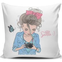 Kırlent Dünyası Fashion Girl Dijital Baskılı Kırlent Kılıfı (367537930)