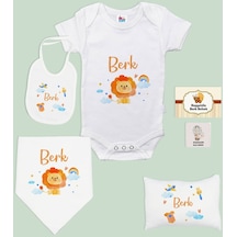 Bk Kids Kişiye Özel İsimli 6 Parça Bebek Body Zıbın Battaniye Ve Yastık Hediye Seti, Yeni Doğan Bebek Giyim Hediyesi-7
