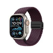 Watch Ultra 49mm Nvth Krd-134 Örgü Tasarımlı Hasır Kordon Strap Kayış - Koyu Mor