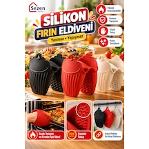 2 Adet Silikon Fırın Eldiveni Kaymaz Mikrodalga Fırın Tencere Tepsi Tutmaç Seti - Karışık Renklerde Karışık Renkler