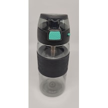 Shotay St-7202 600ml Tritan Siyah Şeffaf Matara Taşıma Aparatlı Siyah