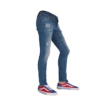 Erkek Denim Elastik Jeans Mavi Kot Pantolon Mavi