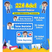 Sevimli Doktor Temalı Okul Kreş Kişiye Özel İsim Etiket Seti - Model 513 Çok Renkli