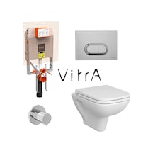 Vitra S20 Kanallı Beyaz Asma Klozet 5505l003-0868, Vitra Gömme Rezervuar Set 768-1851 Beyaz