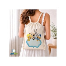 Ghostbastır Design Looney Tunes Büzgülü Keten Çanta C178 Bej
