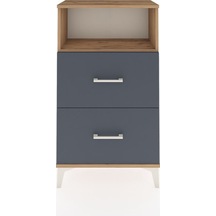Arges Komodin Tek Raflı 2 Çekmeceli 60x30x106 Çam-antrasit Atlas Çam