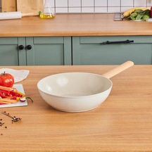 Swiss Crystal Almond Cream İndüksiyon Tabanlı Wok Tava 28 Cm Belirtilmemiş