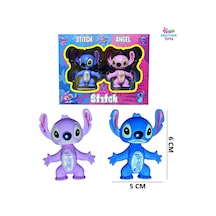2'li Stitch Ve Angel Figür Oyuncak Yumuşak Vücut Mavi Ve Pembe 6 Cm.