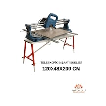 Alüminyum Gövdeli Çelik Ayaklı Teleskopik Katlanır İnşaat İskelesi - 400 Kg Taşıma Kapasitesi 120x48x200cm