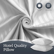 Grand Beyaz Tüy Tüyü Yastıklar Standart Boyut 2'li Paket Yatak Yastıkları Seti Orta Sert Hipoalerjenik%100 Pamuk Nefes Alabilir Otel Koleksiyonu Sırt/yan Uyku Yastıkları, 26"x20"/2 Paket Açık Indigo