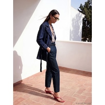 Lcwaıkıkı Classic İndigo Beli Kemerli Slim Mom Kadın Jean Pantolon