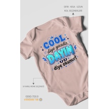 Morivokids Cool Diye Yazılır Dayım Diye Okunur Kısa Kollu Bebek Body %100 Pamuk Pastel Pembe