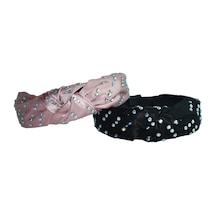 Taç 2 Li Saten Taşlı Set Kahverengi