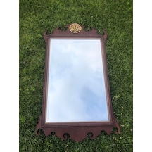 Vintage Ahşap Oyma Desenli Çerçeveli Ayna 71,5x123 cm Kahverengi