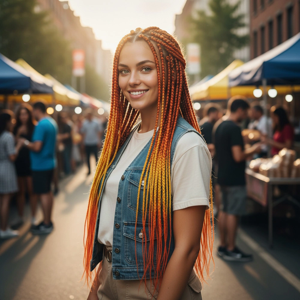 Afrika Örgüsü Ve Rasta İçin Sentetik Ombreli / Turuncu / Sarı / Hardal Sarısı - Mydr-463044 Çok Renkli