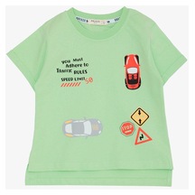 Breeze Erkek Çocuk Tişört Slogan Temalı Araba Baskılı 2-6 Yaş Fıstık Yeşili