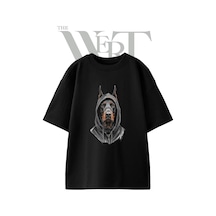 Thewert Doberman Hoodie Tasarım Baskılı Ünisex Siyah Oversize T-shirt